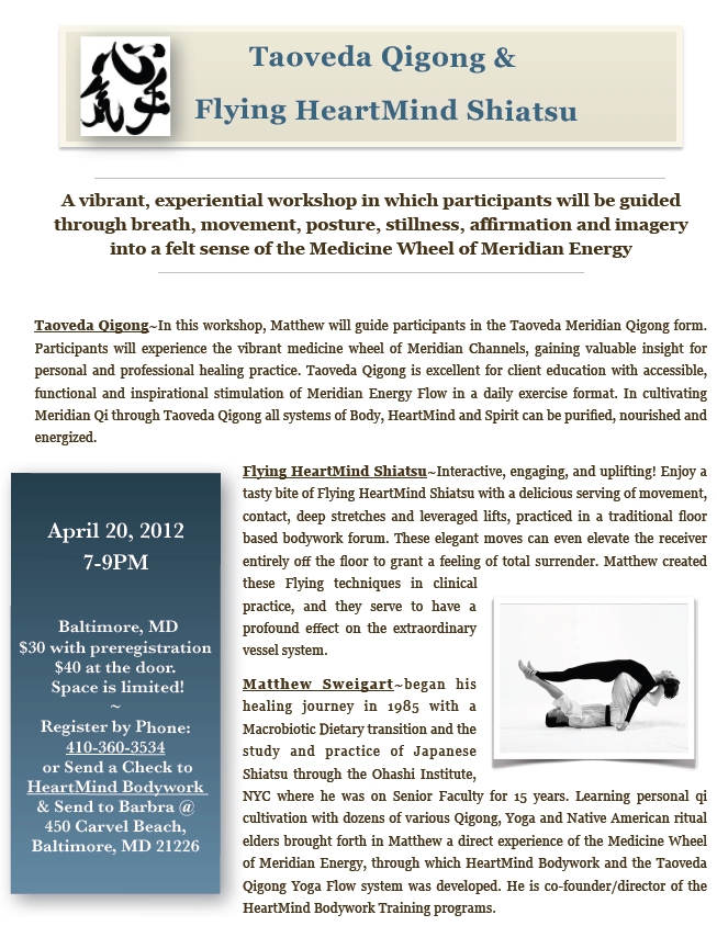 Taoveda Qigong & Flying HeartMind Shiatsu in Baltimore